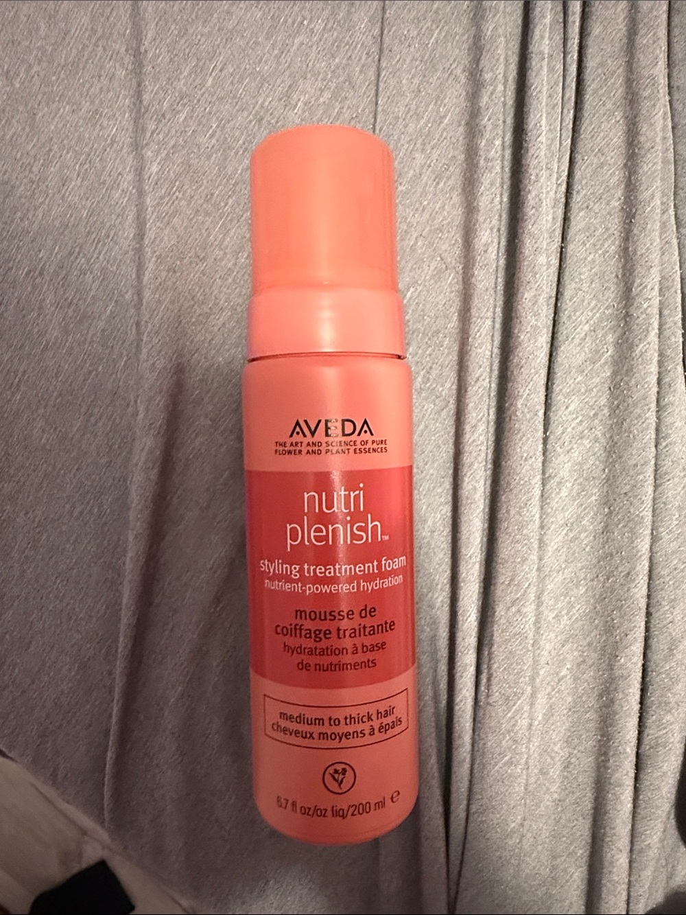 AVEDA Nutriplenish Styling Treatment Foam - Coral Pink Bottle